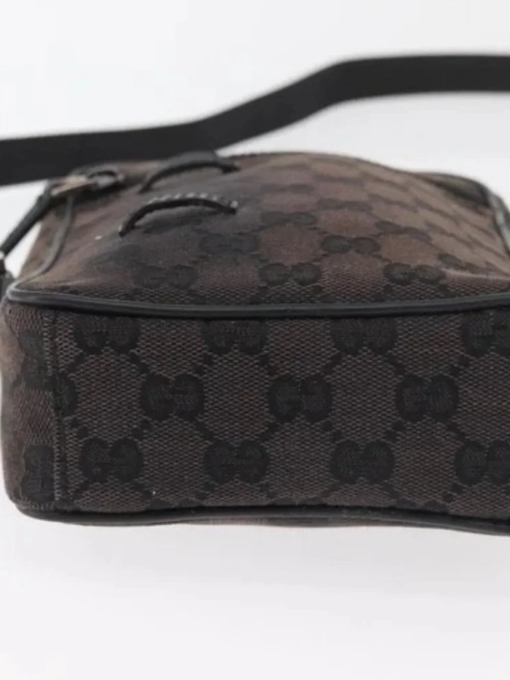 GUCCI GG Canvas Shoulder Bag Black Silver 018 1619 Auth 180727